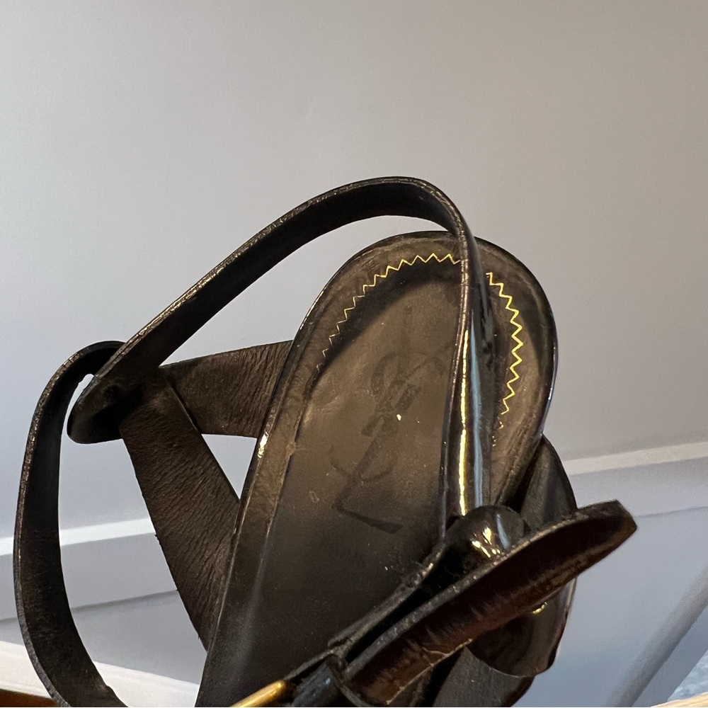 Yves Saint Laurent Black Patent Tribute Sandals - Picture 3 of 8